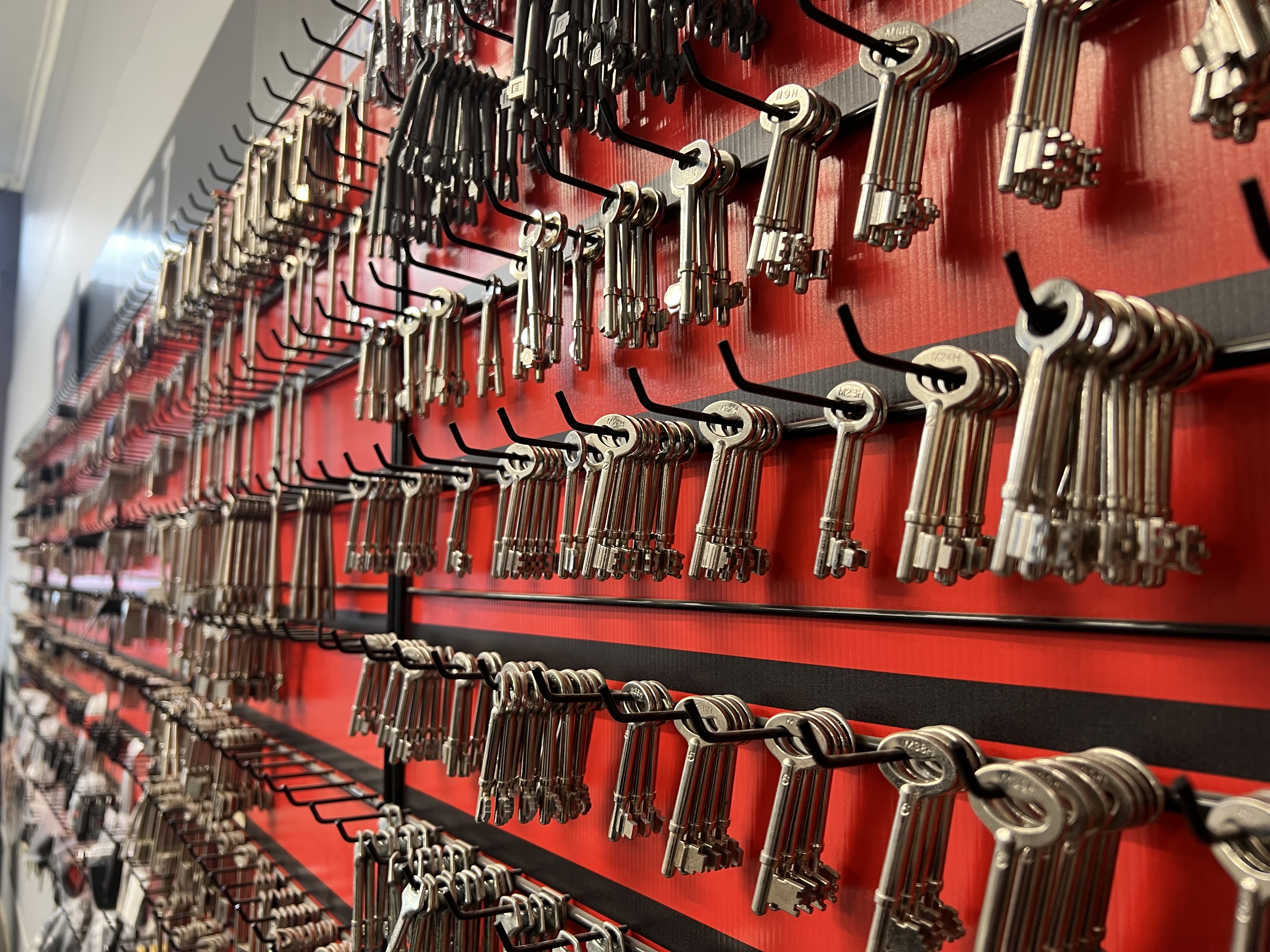 Wall of key blanks on the CSI workshop rack